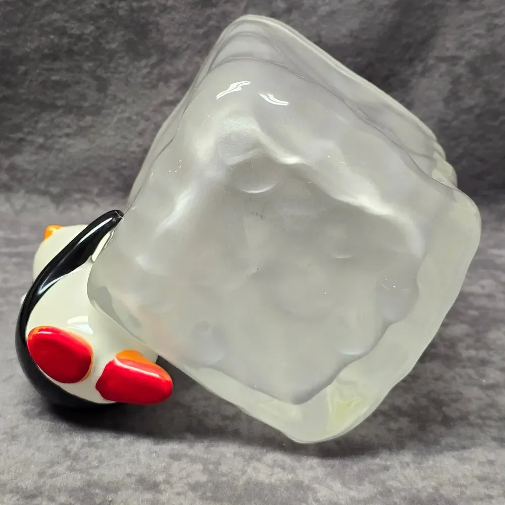 Teleflora Penguin Ice Block Cube Planter Vase Candle Holder / Desk Storage Decor
